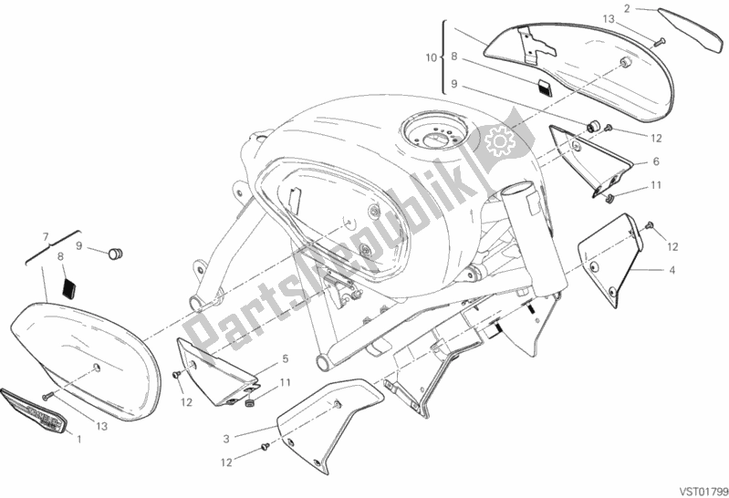 Alle onderdelen voor de Kuip van de Ducati Scrambler 1100 Sport USA 2018
